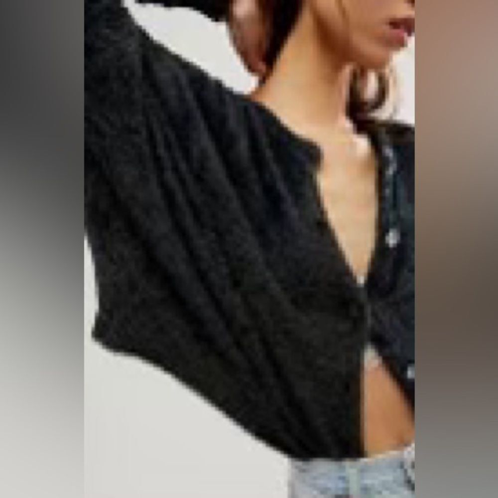 Free People One Sela Black Cardi Button Front Cardigan Sweater XS - Picture 8 of 8